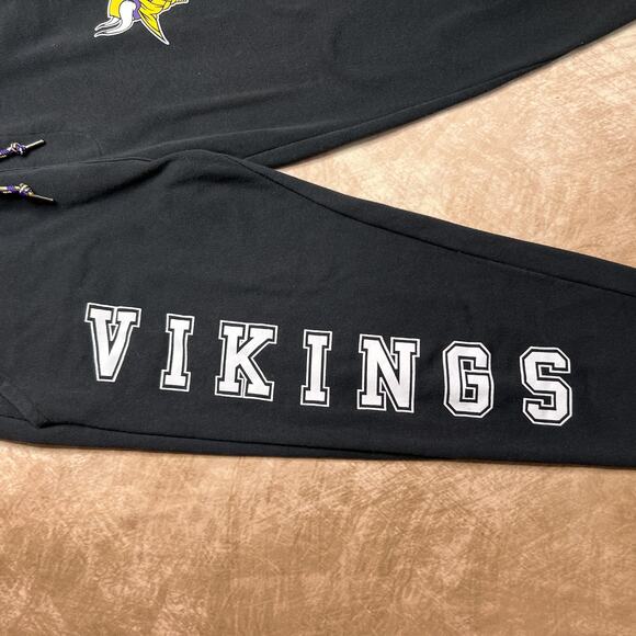 NFL Team Apparel Minnesota Vikings Logo Sweatpants Joggers Black Sporty Football - Picture 3 of 7